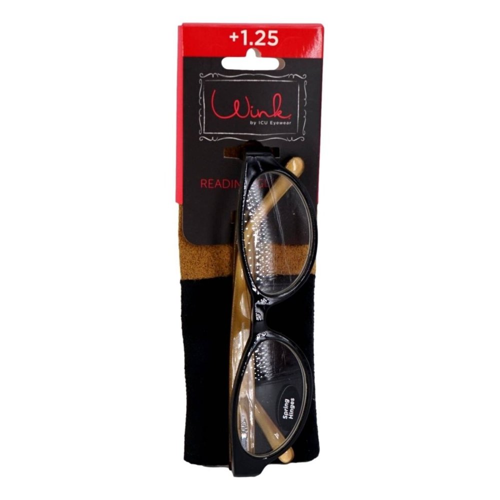 ICU Eyewear Wink Reading Glasses Womens Black +1.25 Strength Spring Hinges New